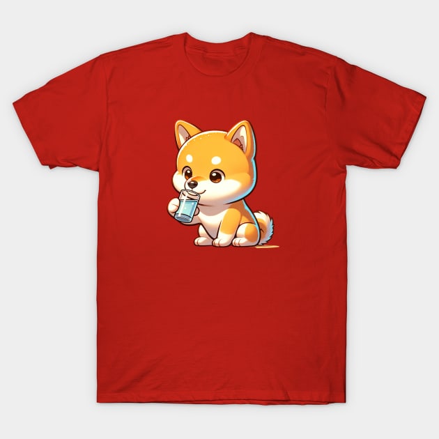 Shiba Inu Dog Drinking Saki T-Shirt by Beverage Beasts